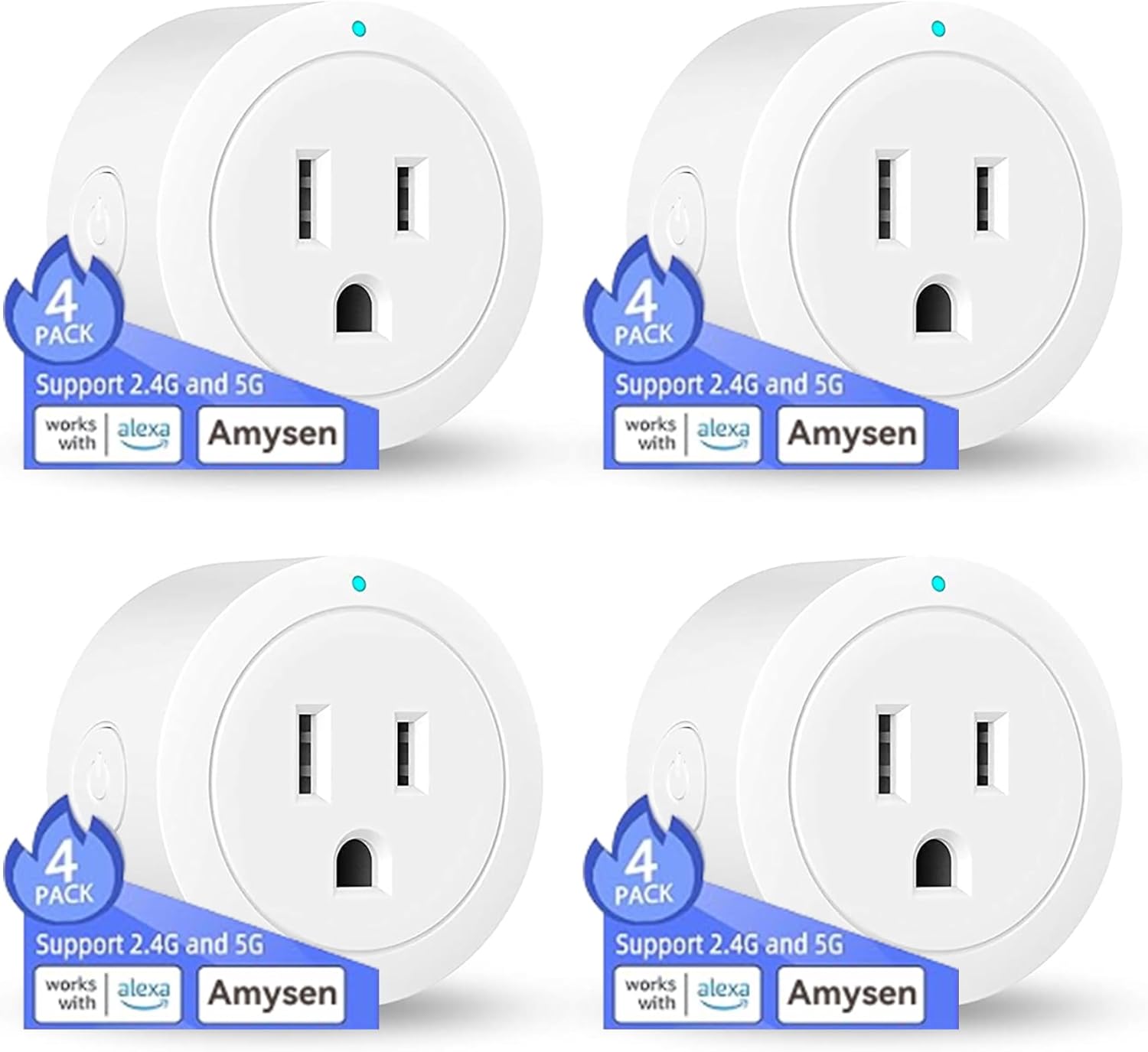Smart Plug ,Compatible with Alexa Only ,Smart Outlet Bluetooth Mesh,Simple Setup with One Voice Command , Remote Control and Voice Control, ETL & FCC Certified, 4 Pack New (4 Pack)