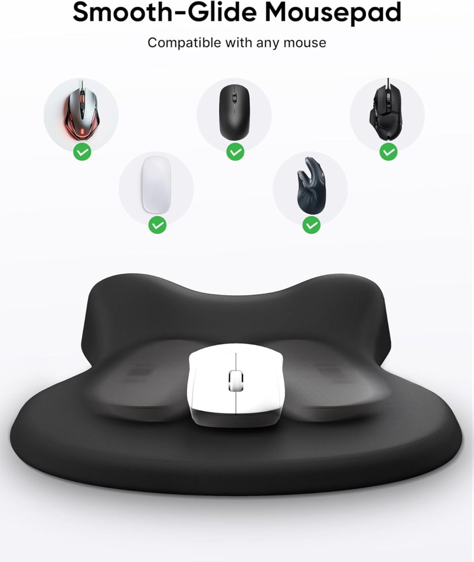 Ergonomic Mouse Pad with Wrist Rest, Black Mousepad with Wrist Support, Non-Slip Hard Base Mouse Pads, Portable for Office/Home/Travel Work - Image 5