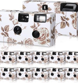 Kanayu 10 Pack Bulk Disposable Camera for Wedding, 35mm Single Use it with Flash Disposable Cameras One Time Photo Tool for Wedding Anniversary Travel Camp Party Supplies (Gold Rose)